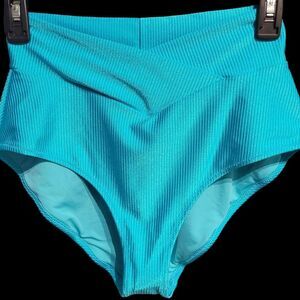 NWT Aerie Women's Blue Swimsuit Bottoms, Full Coverage High Rise, Size Medium
